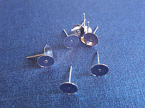 Основи-пусети металеві для сережок 14 мм 98 грамів упаковка світле срібло