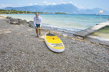 Дошка для САП серфінгу BESTWAY SUP-БОРД 65305 Біло-жовта (320-76-15 см) | Надувна дошка для серфінгу