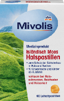 Mivolis Isländisch Moos Halspastillen Исландский мох пастилки от кашля 40 шт.