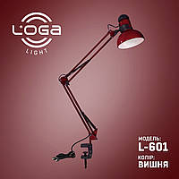 Настільна лампа на струбцині висока з вимикачем на плафоні, Е27, "Вишня" LOGA