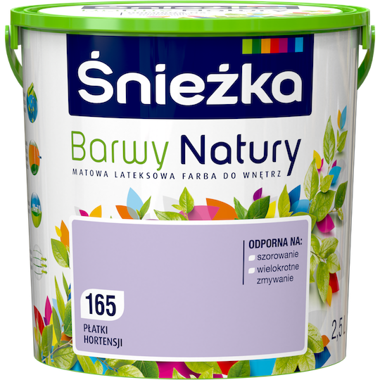 Фарба що миється латексна Sniezka Barwy Natury 165Т ПЕЛЮСТКИ ГОРТЕНЗІЇ 2.5 л
