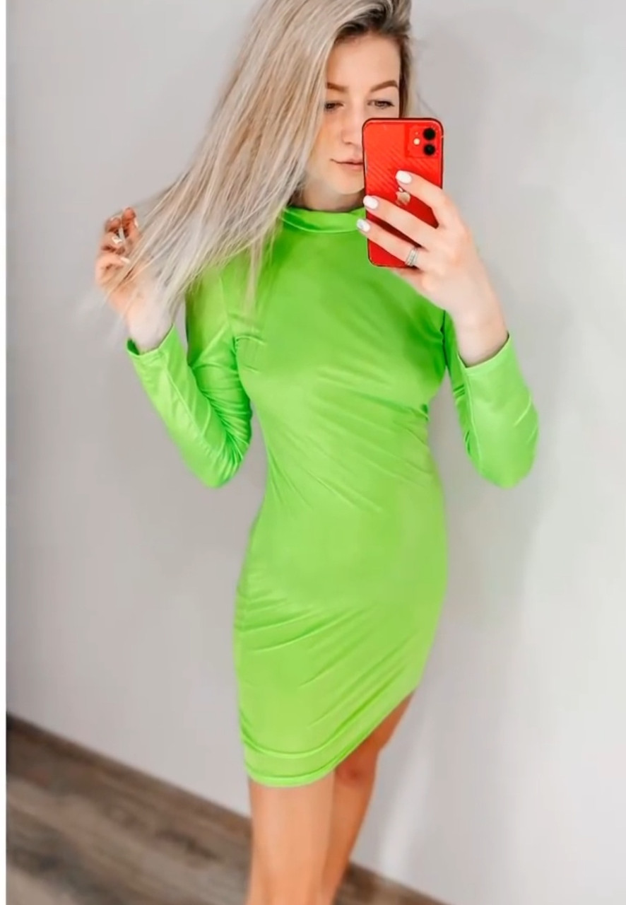 Жіноче плаття до середини стегна в салатовому кольорі, фото 1