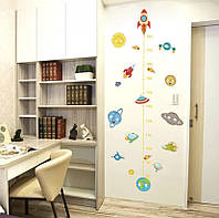 Декоративная виниловая наклейка-ростомер на стену в детскую комнату "Планеты. Космос"