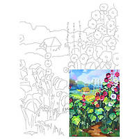 Полотно на картоні з контуром, Пейзаж № 17, 30*40, бавовна, акрил, ROSA START GPA283817