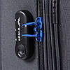 Комплект текстильних валіз на 2-х колесах Wings 214 з розширювачем, синього кольору, фото 2