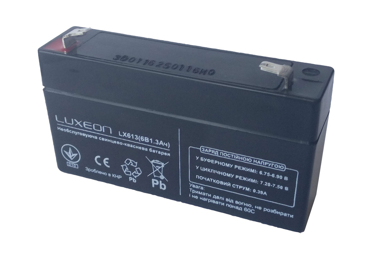 Luxeon LX613 6V 1.3Ah — 6 В — 1,3 А/год — кислотний акумулятор для металошукача