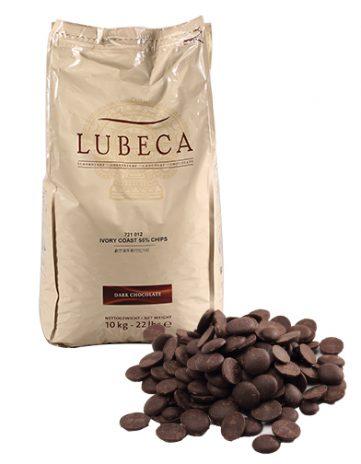 Шоколад темних кувертюр Lubeca IVORY COAST 55% у вигляді калет 10 кг