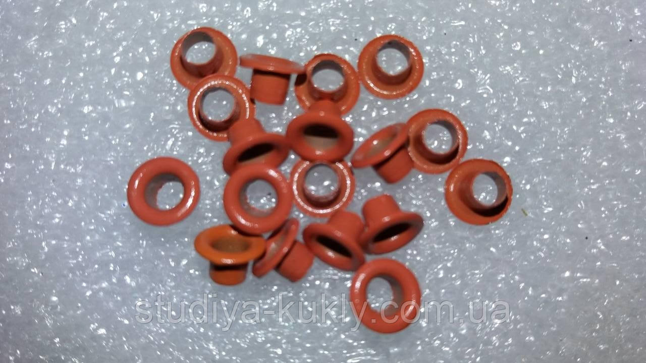 Люверс для ляльок. помаранчевий. Діаметр капелюшка 6 мм. Діаметр ніжки 3 мм.. №.18., фото 1