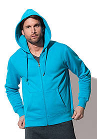 Худі з капюшоном чоловіча на блискавці бірюзова (підкладка фліс) Розмір: XL