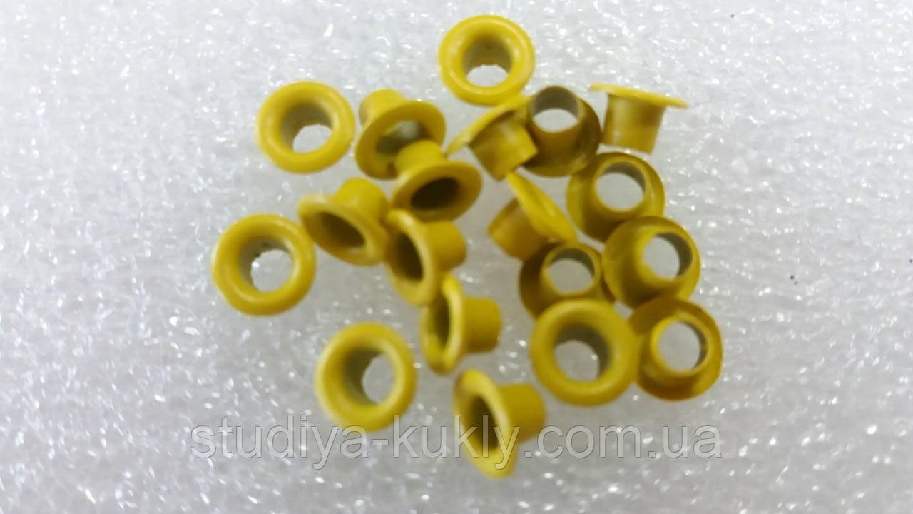 Люверс для ляльок, жовтий. №.12. Діаметр капелюшка 6 мм. Діаметр ніжки 3 мм., фото 1