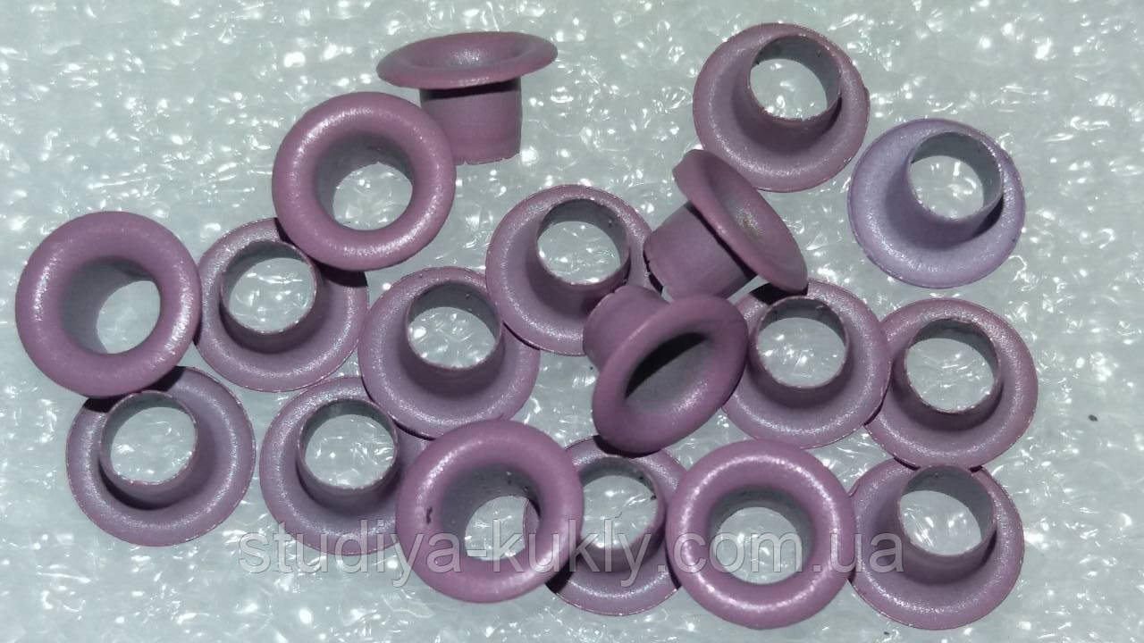 Люверс для ляльок, бузковий. №14. Діаметр капелюшка 6 мм. Діаметр ніжки 3 мм., фото 1