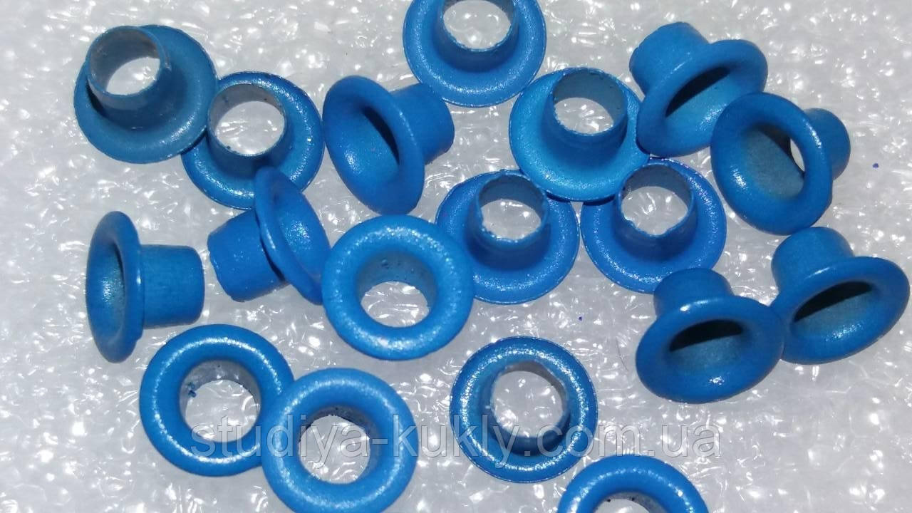 Люверс для ляльок, синій. №15. Діаметр капелюшка 6 мм. Діаметр ніжки 3 мм., фото 1