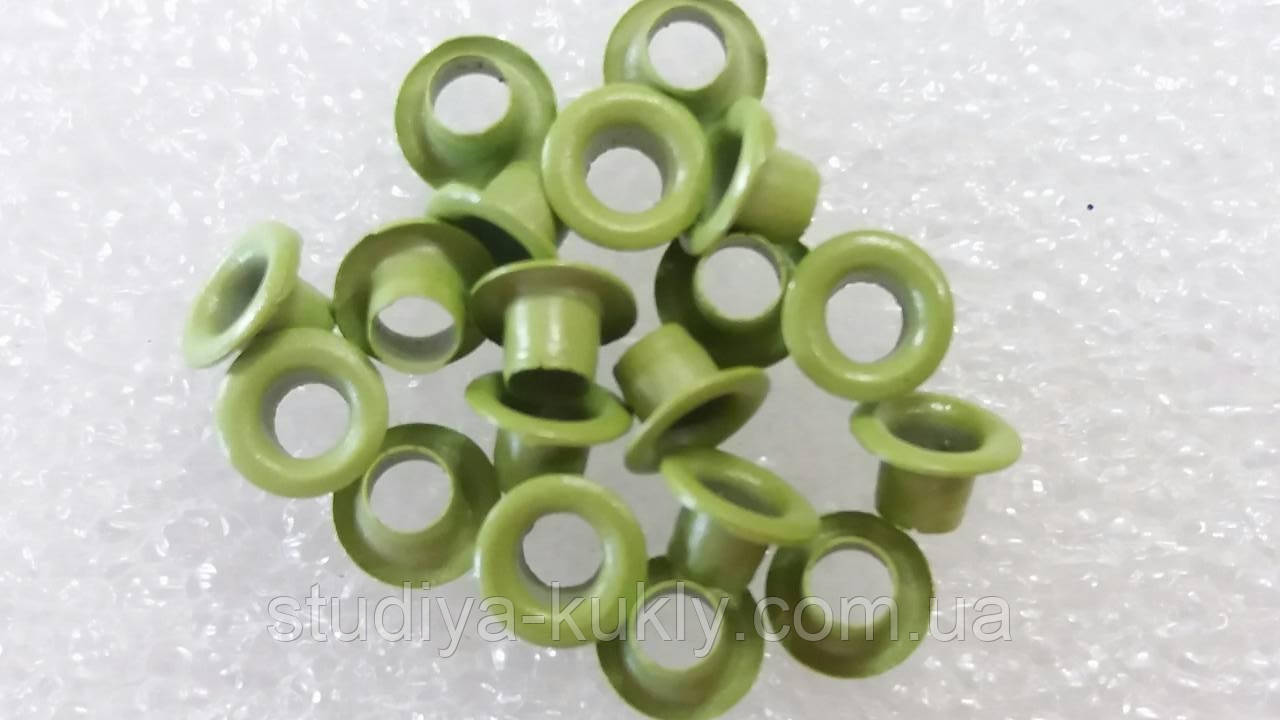 Люверс для ляльок, салатовий. №17. Діаметр капелюшка 6 мм. Діаметр ніжки 3 мм., фото 1