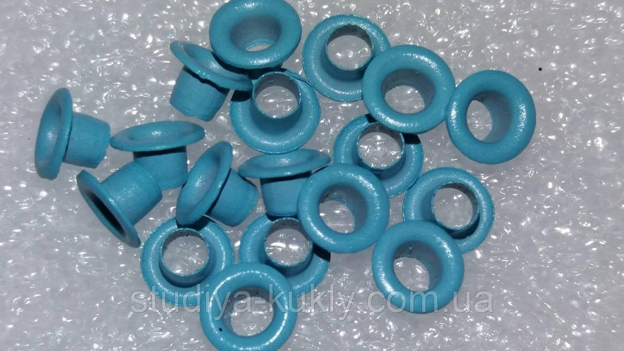 Люверс для ляльок, блакитний. №19. Діаметр капелюшка 6 мм. Діаметр ніжки 3 мм., фото 1