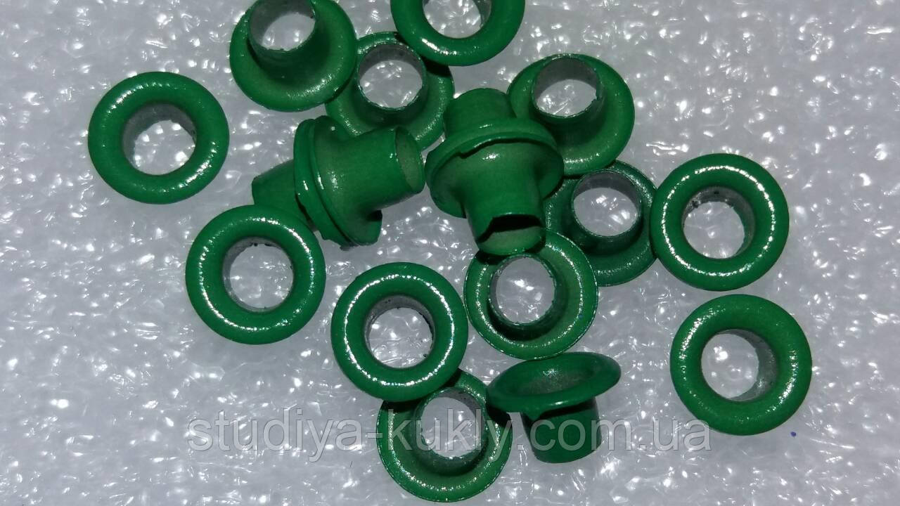 Люверс для ляльок, зелений. №20. Діаметр капелюшка 6 мм. Діаметр ніжки 3 мм., фото 1