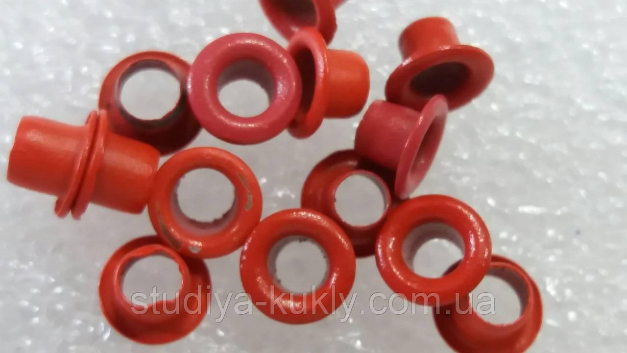 Люверс для ляльок, червоний. №21. Діаметр капелюшка 6 мм. Діаметр ніжки 3 мм., фото 1