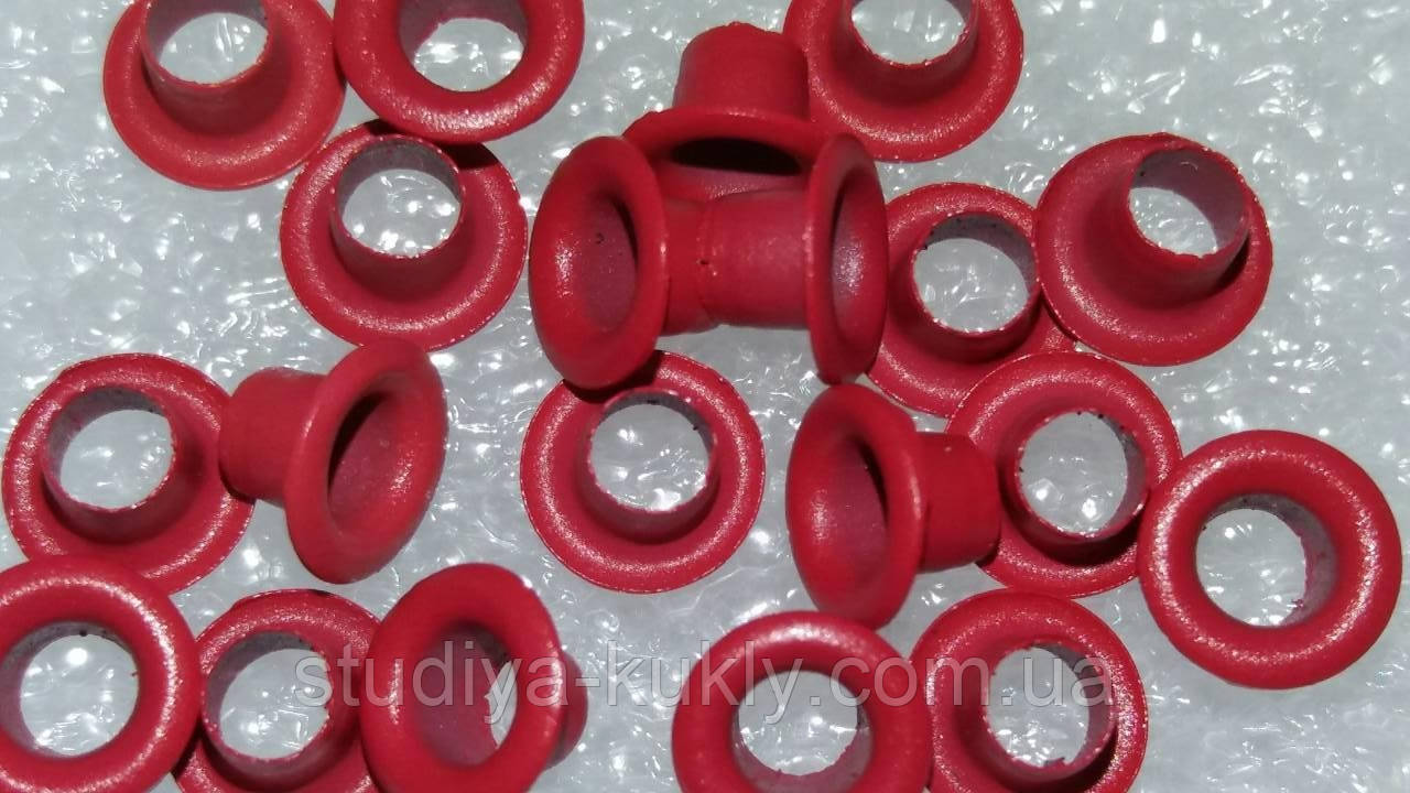 Люверс для ляльок, темно червоний. №22. Діаметр капелюшка 6 мм. Діаметр ніжки 3 мм., фото 1