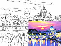 Полотно на картоні з контуром, Пейзаж № 23, 30*40, бавовна, акрил, ROSA START GPA283823