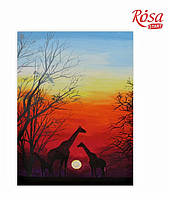 Полотно на картоні з контуром, Пейзаж № 24, 30*40, бавовна, акрил, ROSA START GPA283824