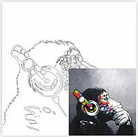 Полотно на картоні з контуром, «Music», 30*30, бавовна, акрил, ROSA START GPA284312