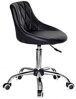 Крісло Foro (Форо) CH — Office чорний шкірозамінник, на хромованій хрестовині з колесами, з регулюванням висоти, фото 3