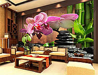 Фото Обои "Бамбук и ветка орхидеи в камнях" - Любой размер! Читаем описание!