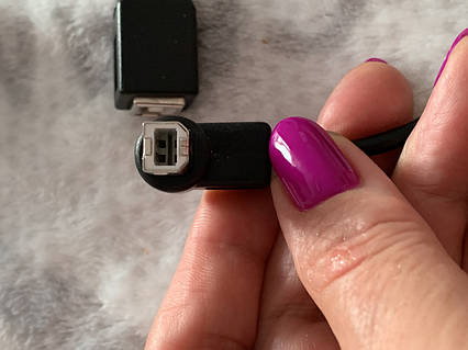 Кабель удлинитель для принтера угловой 90 градусов В  верх USB B папа-мама длина 25 см