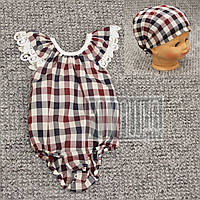 68 3-5 мес нарядный красивый стильный летний костюм для новорожденной малышки боди с косынкой для фотосессии