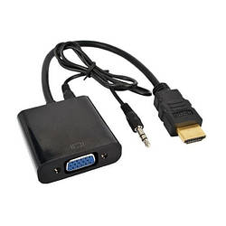 Перехідник адаптер HDMI — VGA +3.5 мм аудіо шнур, емулятор монітора, btc