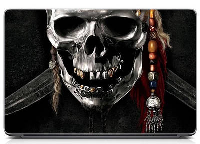 Універсальна вінілова наклейка на ноутбук 15.6"-13.3" Pirate skull Матова 380х250 мм