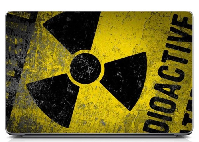 Вінілова наклейка для ноутбука 15.6"-13.3" Radioactive Матова 380х250 мм, оригінальний подарунок чоловікові