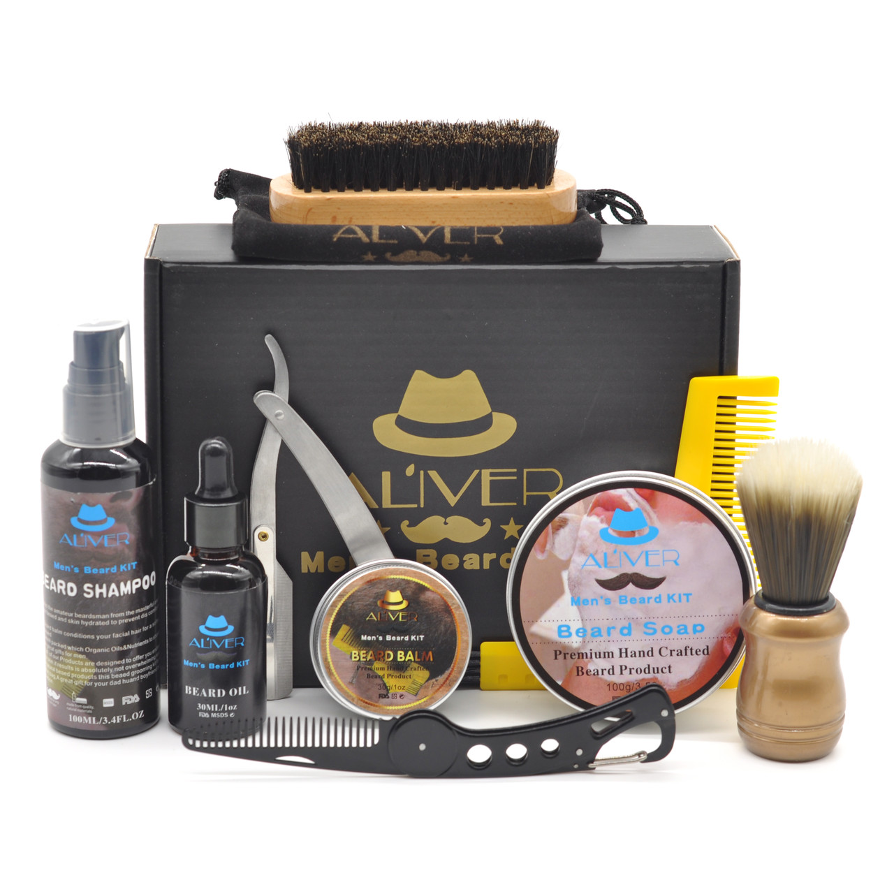Набір для бороди, подарунковий набір по догляду за бородою ALIVER 10 в 1, фото 1