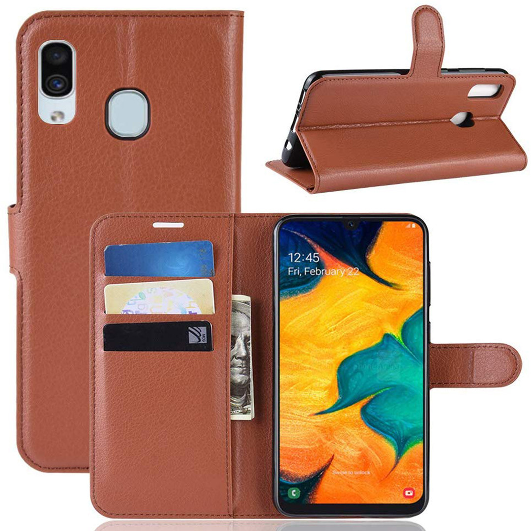 Чохол-книжка Litchie Wallet для Samsung Galaxy A20 / Galaxy A30 Коричневий