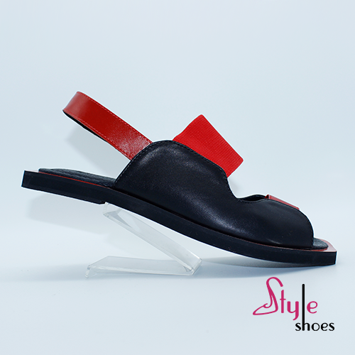 Жіночі босоніжки чорно-червоні “Style Shoes”