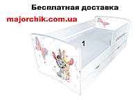Детская кровать с защитным бортиком Зайки обнимуси 170*80см Kinder Cool