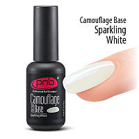 База для гель-лака камуфлирующая каучуковая с шиммером PNB Camouflage Base Sparkling White, 8 мл