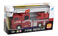 Детская игрушечная пожарная инерционная машинка Big Motors с лестницей, красная