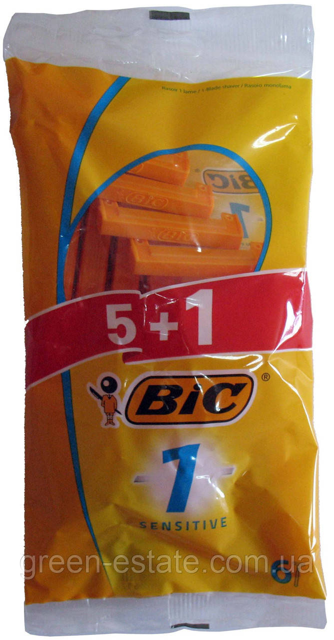 Станки для гоління sensitive "Bic", 5+1 шт