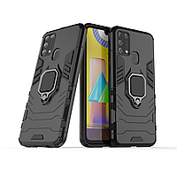 Чохол Ring case для Samsung Galaxy M31 (M315) броньований бампер з кільцем чорний