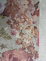Обои виниловые на флизелине GranDeco Dorina метровые цветы крупные розовые сиреневые на песочно оливковом фоне