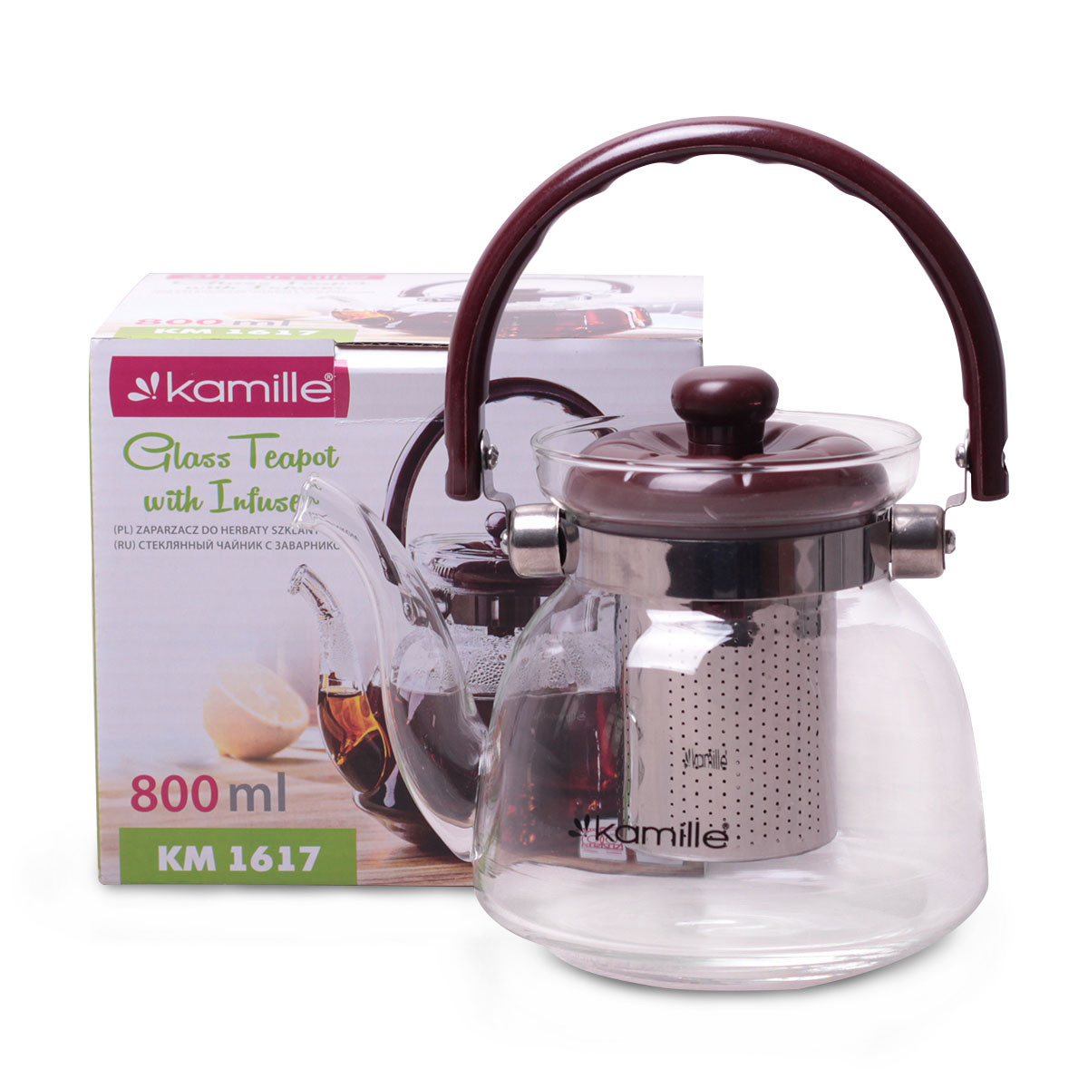 Заварник Kamille 800мл зі знімним ситечком і бакелітовою ручкою KM-1617, фото 1