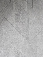 Обои виниловые на флизелине GranDeco Dorina метровые геометрия полосы фигуры серо бежевые с серебром