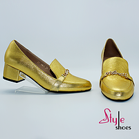 Жіночі лофери золотистого кольору "Style Shoes", фото 4
