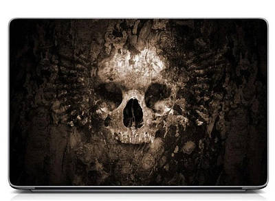 Універсальна вінілова наклейка на ноутбук 15.6"-13.3" Brown, skull Матова 380х250 мм