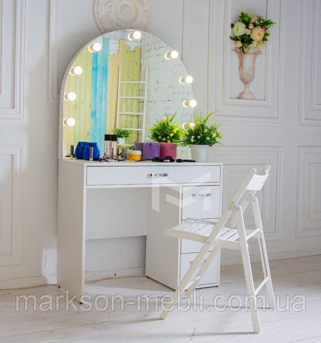 Стіл для макіяжу з напівкруглим дзеркалом та підсвічуванням М627, фото 1