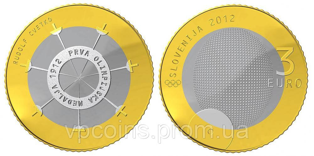 Словенія 3 євро 2012 «100 років першої словенської олімпійської медалі» UNC (KM#109)