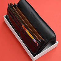 Гаманець жіночий, шкіра, чорний, розмір 18,5х9 см