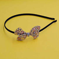 Обруч для волосся метал, каміння, стрази, ширина 5 мм