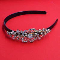 Обруч для волосся золотистий метал, стрази, ширина 12 мм