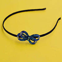 Обруч для волосся, метал, атлас, стрази, ширина 5 мм